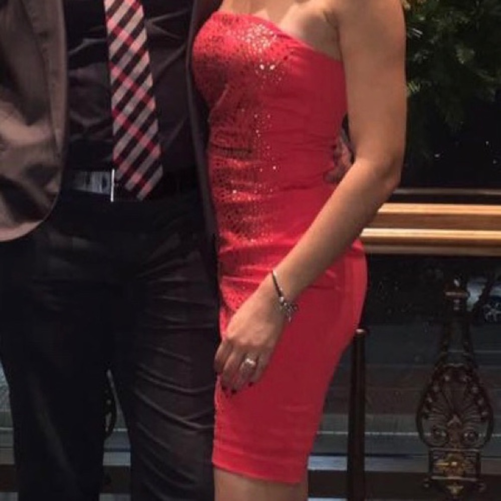 Coral Embellished Cache Dress